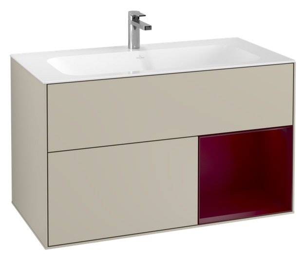 Тумба под раковину Villeroy & Boch Finion 99,6х49,8 см с подсветкой МДФ песок матовый лак/пион матовый лак G040HBHH