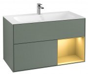Тумба под раковину Villeroy & Boch Finion 99,6х49,8 см с подсветкой МДФ оливковый матовый лак/золотой матовый лак G040HFGM