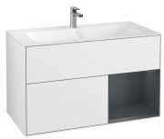 Тумба под раковину Villeroy & Boch Finion 99,6х49,8 см с подсветкой МДФ глянцевый белый лак/темно-синий матовый лак G040HGGF