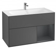 Тумба под раковину Villeroy & Boch Finion 99,6х49,8 см с подсветкой МДФ антрацит матовый лак/темно-синий матовый лак G040HGGK