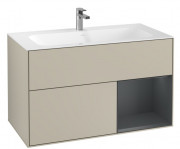 Тумба под раковину Villeroy & Boch Finion 99,6х49,8 см с подсветкой МДФ песок матовый лак/темно-синий матовый лак G040HGHH