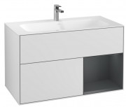 Тумба под раковину Villeroy & Boch Finion 99,6х49,8 см с подсветкой МДФ белый матовый лак/темно-синий матовый лак G040HGMT