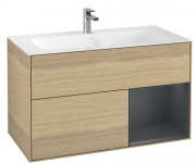 Тумба під раковину Villeroy & Boch Finion 99,6х49,8 см з підсвічуванням ДСП шпон дуба/темно-синій матовий лак G040HGPC