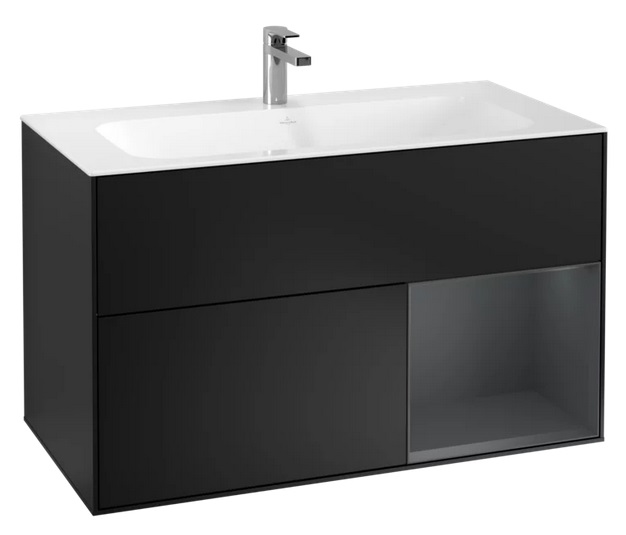 Тумба під раковину Villeroy & Boch Finion 99,6х49,8 см із підсвічуванням МДФ чорний матовий лак/темно-синій матовий лак G040HGPD