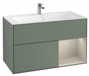 Тумба під раковину Villeroy & Boch Finion 99,6х49,8 см з підсвічуванням МДФ оливковий матовий лак/пісок матовий лак G040HHGM