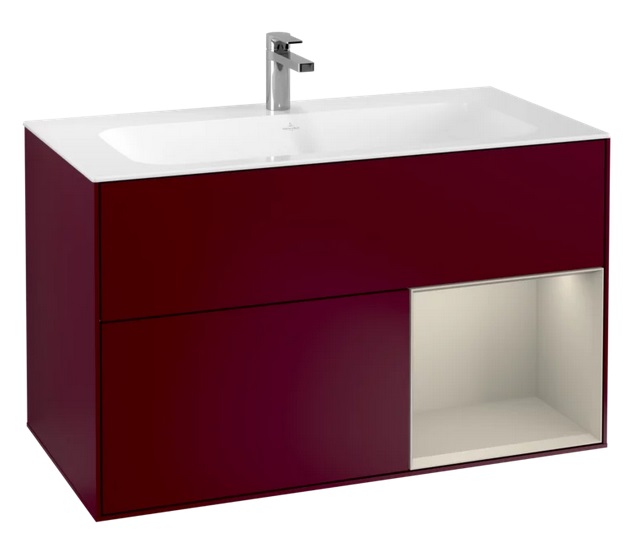 Тумба под раковину Villeroy & Boch Finion 99,6х49,8 см с подсветкой МДФ пион матовый лак/песок матовый лак G040HHHB