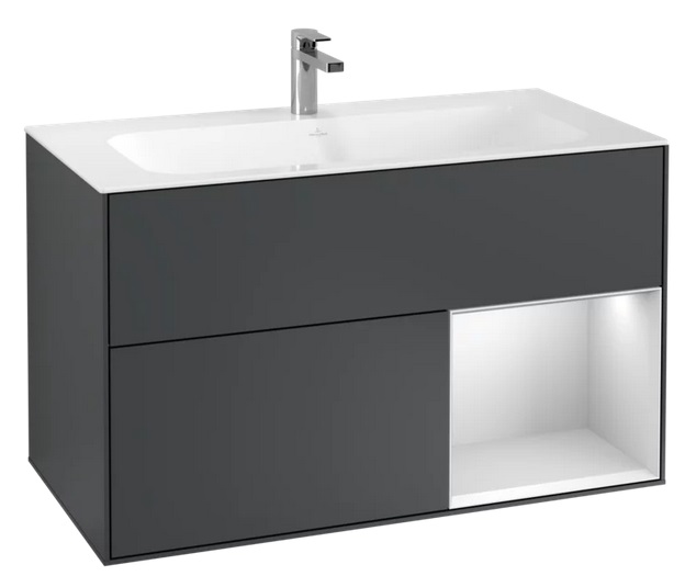 Тумба под раковину Villeroy & Boch Finion 99,6х49,8 см с подсветкой МДФ темно-синий матовый лак/белый матовый лак G040MTHG