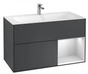 Тумба под раковину Villeroy & Boch Finion 99,6х49,8 см с подсветкой МДФ темно-синий матовый лак/белый матовый лак G040MTHG