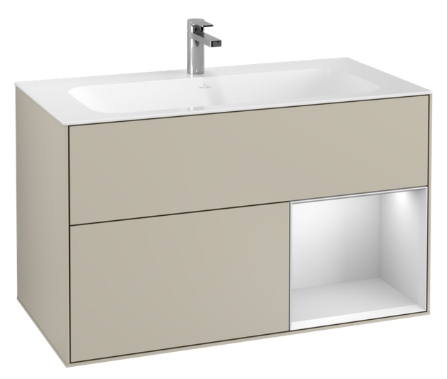 Тумба под раковину Villeroy & Boch Finion 99,6х49,8 см с подсветкой МДФ песок матовый лак/белый матовый лак G040MTHH