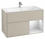 Тумба под раковину Villeroy & Boch Finion 99,6х49,8 см с подсветкой МДФ песок матовый лак/белый матовый лак G040MTHH