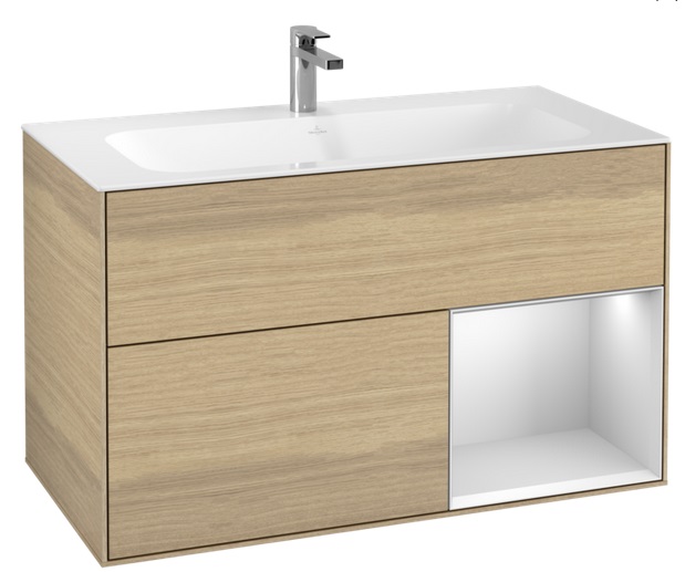 Тумба под раковину Villeroy & Boch Finion 99,6х49,8 см с подсветкой ДСП шпон дуба/белый матовый лак G040MTPC