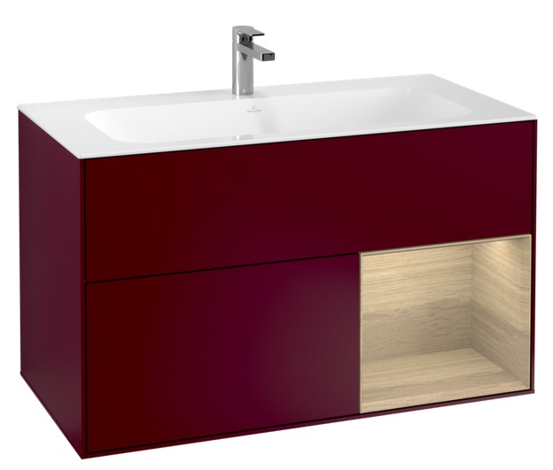 Тумба под раковину Villeroy & Boch Finion 99,6х49,8 см с подсветкой МДФ пион матовый лак/шпон дуба G040PCHB