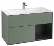 Тумба под раковину Villeroy & Boch Finion 99,6х49,8 см с подсветкой МДФ оливковый матовый лак/черный матовый лак G040PDGM