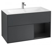 Тумба под раковину Villeroy & Boch Finion 99,6х49,8 см с подсветкой МДФ темно-синий матовый лак/черный матовый лак G040PDHG