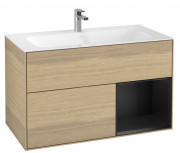 Тумба под раковину Villeroy & Boch Finion 99,6х49,8 см с подсветкой ДСП шпон дуба/черный матовый лак G040PDPC
