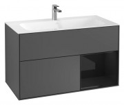 Тумба под раковину Villeroy & Boch Finion 99,6х49,8 см с подсветкой МДФ антрацит матовый лак/глянцевый черный лак G040PHGK