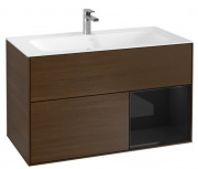 Тумба под раковину Villeroy & Boch Finion 99,6х49,8 см с подсветкой ДСП шпон грецкого ореха/глянцевый черный лак G040PHGN