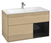 Тумба під раковину Villeroy & Boch Finion 99,6 х49, 8 см з підсвічуванням ДСП шпон дуба/глянцевий чорний лак G040PHPC