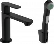 Змішувач для раковини Hansgrohe Rebris S одноважільний із гігієнічним душем чорний матовий 72215670