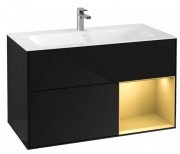 Тумба під раковину Villeroy & Boch Finion 99,6х49,8 см із підсвічуванням МДФ глянсовий чорний лак/золотий матовий лак G040HFPH