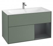 Тумба под раковину Villeroy & Boch Finion 99,6х49,8 см с подсветкой МДФ оливковый матовый лак/темно-синий матовый лак G040HGGM