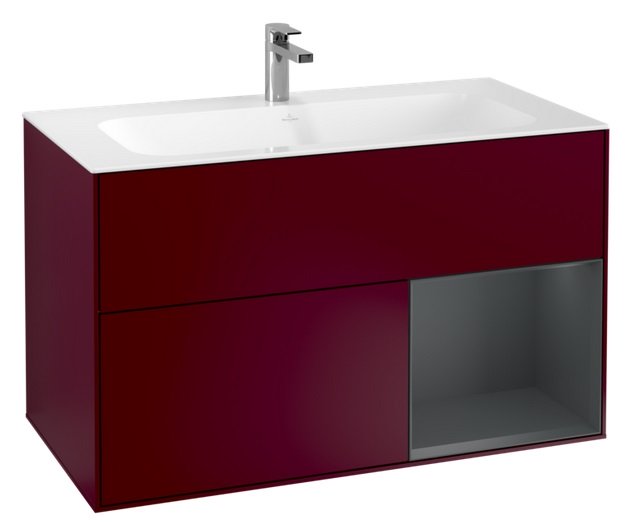 Тумба под раковину Villeroy & Boch Finion 99,6х49,8 см с подсветкой МДФ пион матовый лак/темно-синий матовый лак G040HGHB