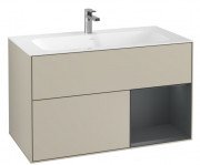 Тумба под раковину Villeroy & Boch Finion 99,6х49,8 см с подсветкой МДФ песок матовый лак/темно-синий матовый лак G040HGHH