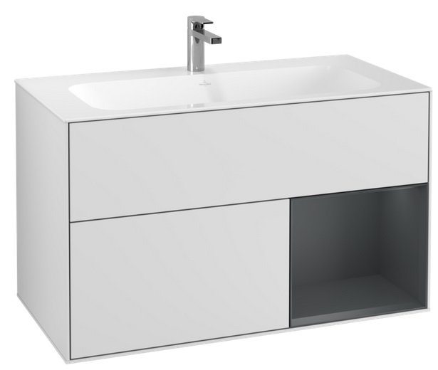 Тумба під раковину Villeroy & Boch Finion 99,6х49,8 см із підсвічуванням МДФ білий матовий лак/темно-синій матовий лак G040HGMT