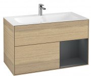 Тумба під раковину Villeroy & Boch Finion 99,6х49,8 см з підсвічуванням ДСП шпон дуба/темно-синій матовий лак G040HGPC