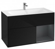 Тумба под раковину Villeroy & Boch Finion 99,6х49,8 см с подсветкой МДФ глянцевый черный лак/темно-синий матовый лак G040HGPH