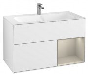 Тумба під раковину Villeroy & Boch Finion 99,6х49,8 см з підсвічуванням МДФ глянсовий білий лак/пісок матовий лак G040HHGF