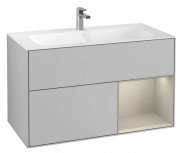 Тумба под раковину Villeroy & Boch Finion 99,6х49,8 см с подсветкой МДФ светло-серый матовый лак/песок матовый лак G040HHGJ