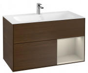 Тумба под раковину Villeroy & Boch Finion 99,6х49,8 см с подсветкой ДСП шпон грецкого ореха/песок матовый лак G040HHGN