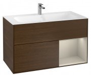 Тумба под раковину Villeroy & Boch Finion 99,6х49,8 см с подсветкой ДСП шпон грецкого ореха/песок матовый лак G040HHGN