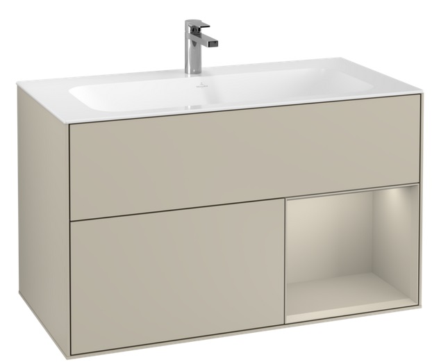 Тумба под раковину Villeroy & Boch Finion 99,6х49,8 см с подсветкой МДФ песок матовый лак G040HHHH