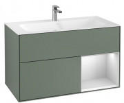 Тумба под раковину Villeroy & Boch Finion 99,6х49,8 см с подсветкой МДФ оливковый матовый лак/белый матовый лак G040MTGM