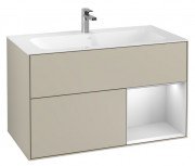 Тумба под раковину Villeroy & Boch Finion 99,6х49,8 см с подсветкой МДФ песок матовый лак/белый матовый лак G040MTHH