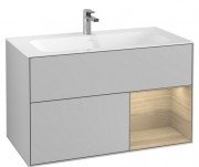 Тумба под раковину Villeroy & Boch Finion 99,6х49,8 см с подсветкой МДФ светло-серый матовый лак/шпон дуба G040PCGJ