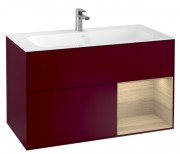 Тумба под раковину Villeroy & Boch Finion 99,6х49,8 см с подсветкой МДФ пион матовый лак/шпон дуба G040PCHB