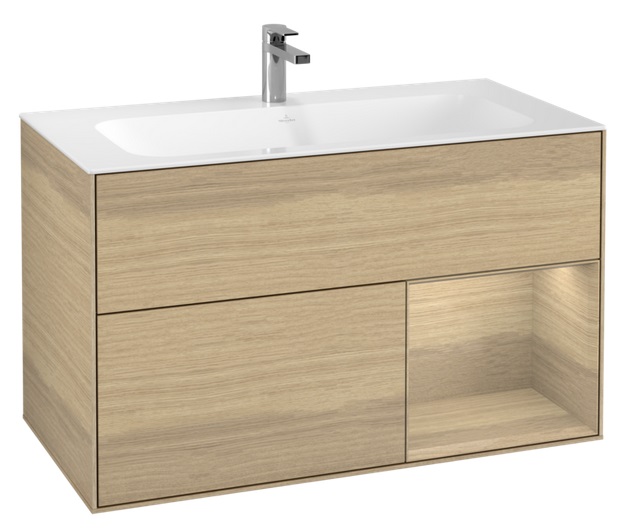 Тумба під раковину Villeroy & Boch Finion 99,6х49,8 см з підсвічуванням ДСП шпон дуба G040PCPC