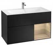 Тумба под раковину Villeroy & Boch Finion 99,6х49,8 см с подсветкой МДФ черный матовый лак/шпон дуба G040PCPD