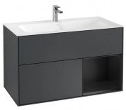 Тумба під раковину Villeroy & Boch Finion 99,6х49,8 см з підсвічуванням МДФ темно-синій матовий лак/чорний матовий лак G040PDHG