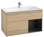 Тумба під раковину Villeroy & Boch Finion 99,6х49,8 см з підсвічуванням ДСП шпон дуба/чорний матовий лак G040PDPC