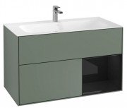 Тумба под раковину Villeroy & Boch Finion 99,6х49,8 см с подсветкой МДФ оливковый матовый лак/глянцевый черный лак G040PHGM