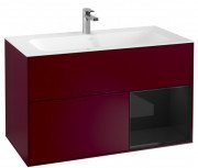 Тумба под раковину Villeroy & Boch Finion 99,6х49,8 см с подсветкой МДФ пион матовый лак/глянцевый черный лак G040PHHB