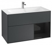 Тумба под раковину Villeroy & Boch Finion 99,6х49,8 см с подсветкой МДФ темно-синий матовый лак/глянцевый черный лак G040PHHG