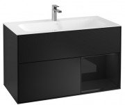 Тумба під раковину Villeroy & Boch Finion 99,6х49,8 см із підсвічуванням МДФ чорний матовий лак/глянцевий чорний лак G040PHPD