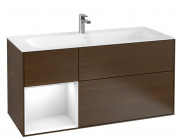 Тумба под раковину Villeroy & Boch Finion 119,6х49,8 см с подсветкой ДСП шпон грецкого ореха/глянцевый белый лак F060GFGN