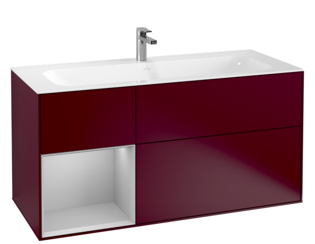 Тумба под раковину Villeroy & Boch Finion 119,6х49,8 см с подсветкой МДФ пион матовый лак/светло-серый матовый лак F060GJHB