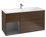 Тумба под раковину Villeroy & Boch Finion 119,6х49,8 см с подсветкой ДСП шпон грецкого ореха/антрацит матовый лак F060GKGN